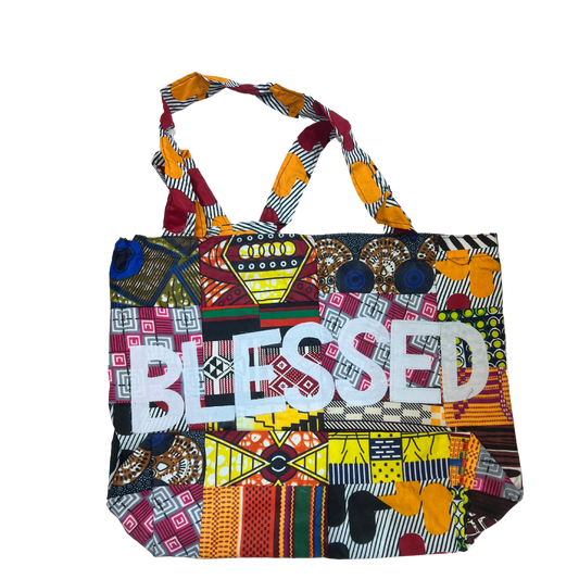 Rwandan Hand-Made Patchwork Fabric Forgive/Pray Tote Bags