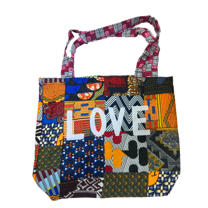 Rwandan Hand-Made Patchwork Fabric Forgive/Pray Tote Bags