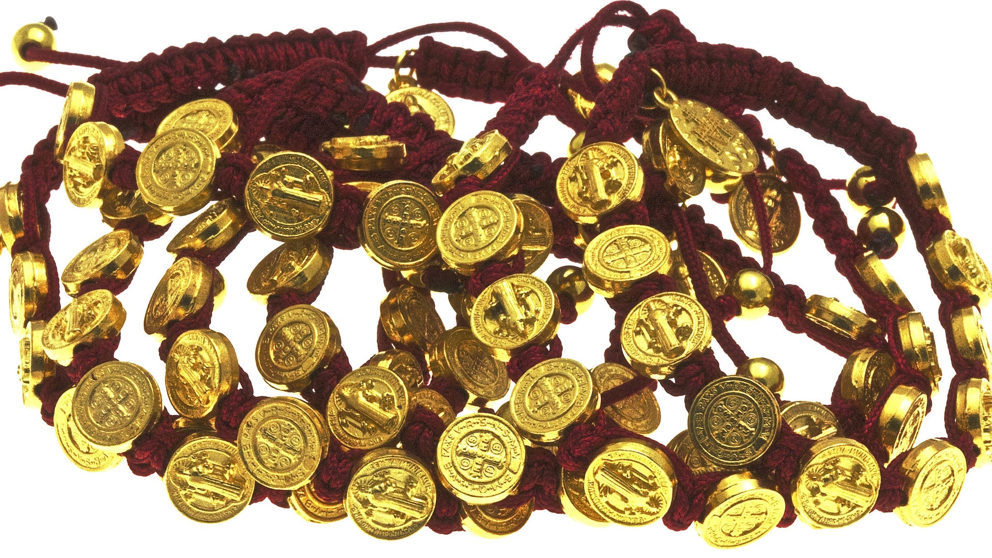 10 St Benedict Corded Bracelet Red with Miraculous Medal and Prayer Booklets