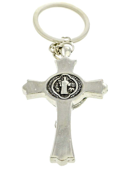 Porte-clés Crucifix de Saint Benoît Chrome