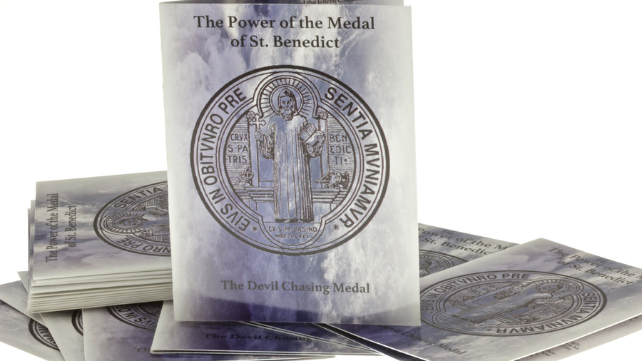 Saint Benedict Red Corded Bracelet with Miraculous Medal and Prayer Booklets