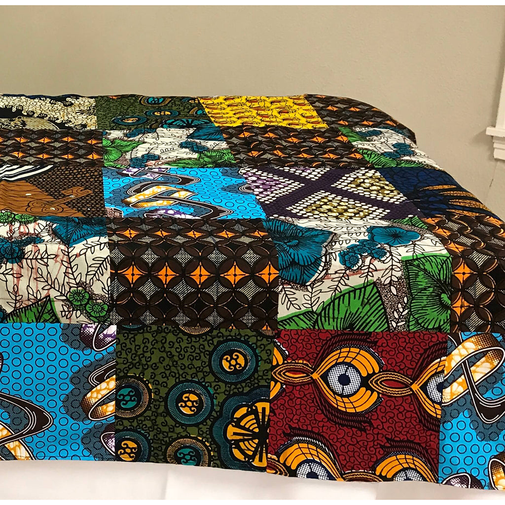 Rwandan throw blanket-colorful cover for bed & couch (59x47 inches)