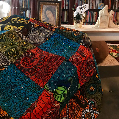 Rwandan throw blanket-colorful cover for bed & couch (59x47 inches)