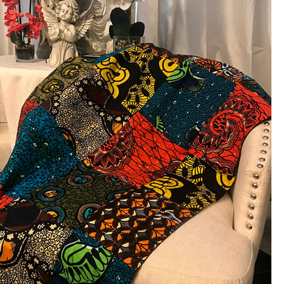 Rwandan throw blanket-colorful cover for bed & couch (59x47 inches)
