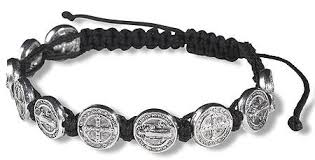 St Benedict Medal Black Corded Bracelet